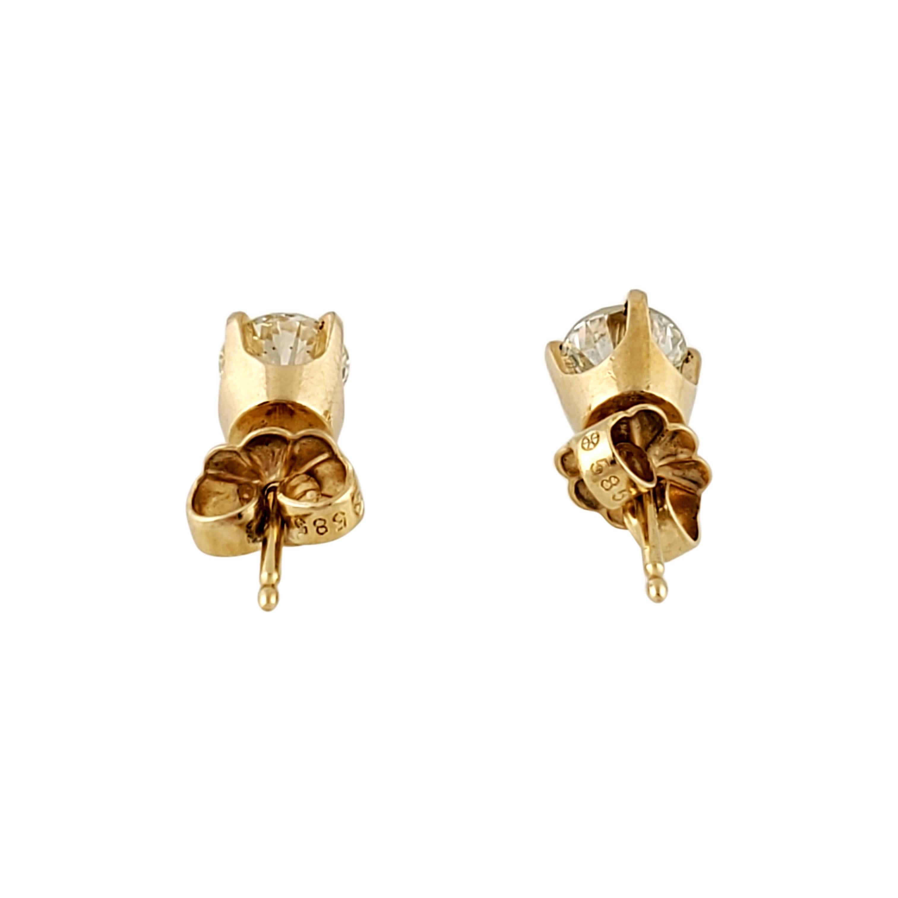 14 Karat Yellow Gold Diamond Stud Earrings .90 Carat 1