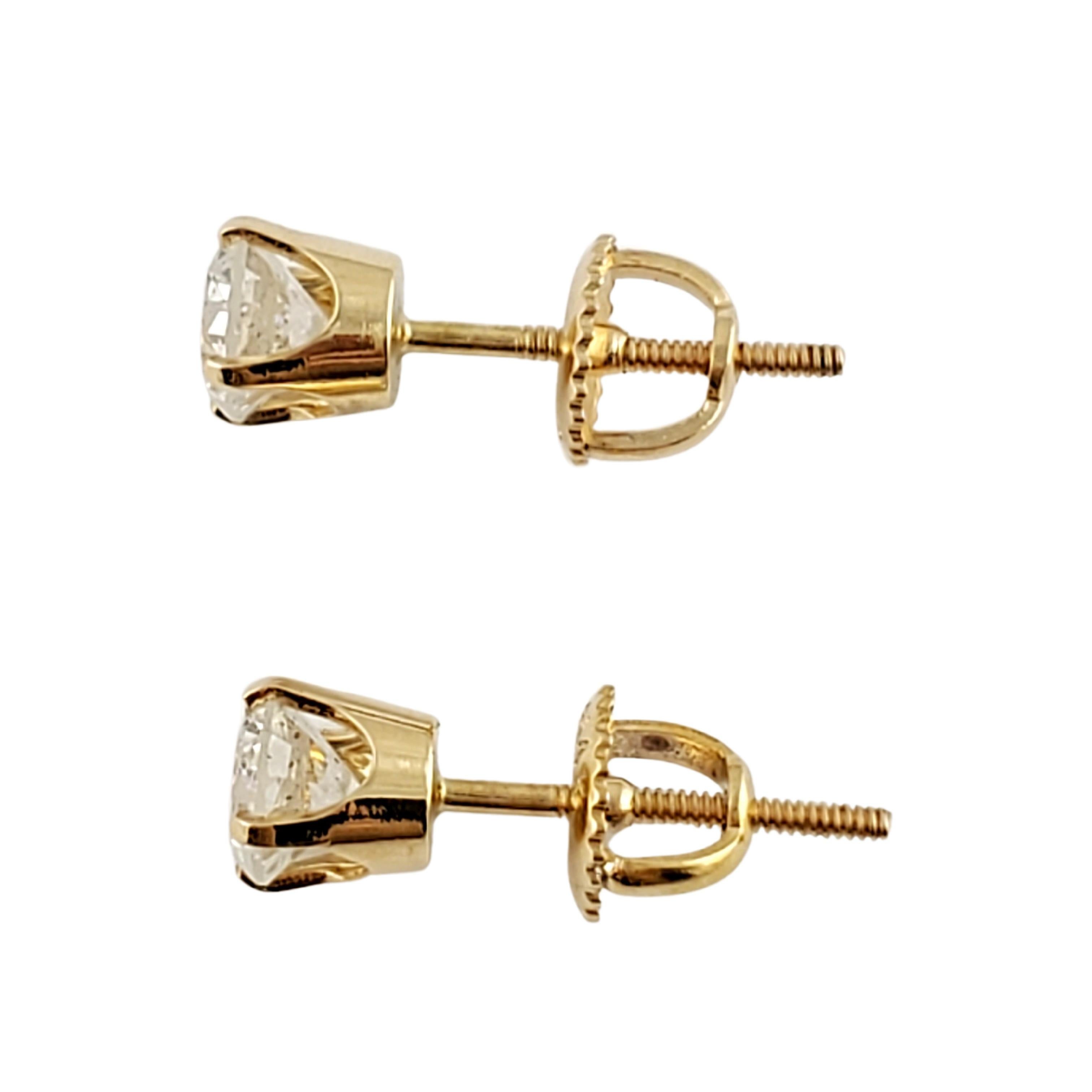 Brilliant Cut 14 Karat Yellow Gold Diamond Stud Earrings .90 Ct. twt