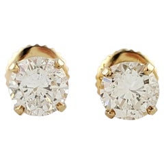 14 Karat Yellow Gold Diamond Stud Earrings .90 Ct. twt