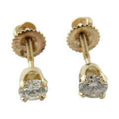 14 Karat Yellow Gold Diamond Stud Earrings