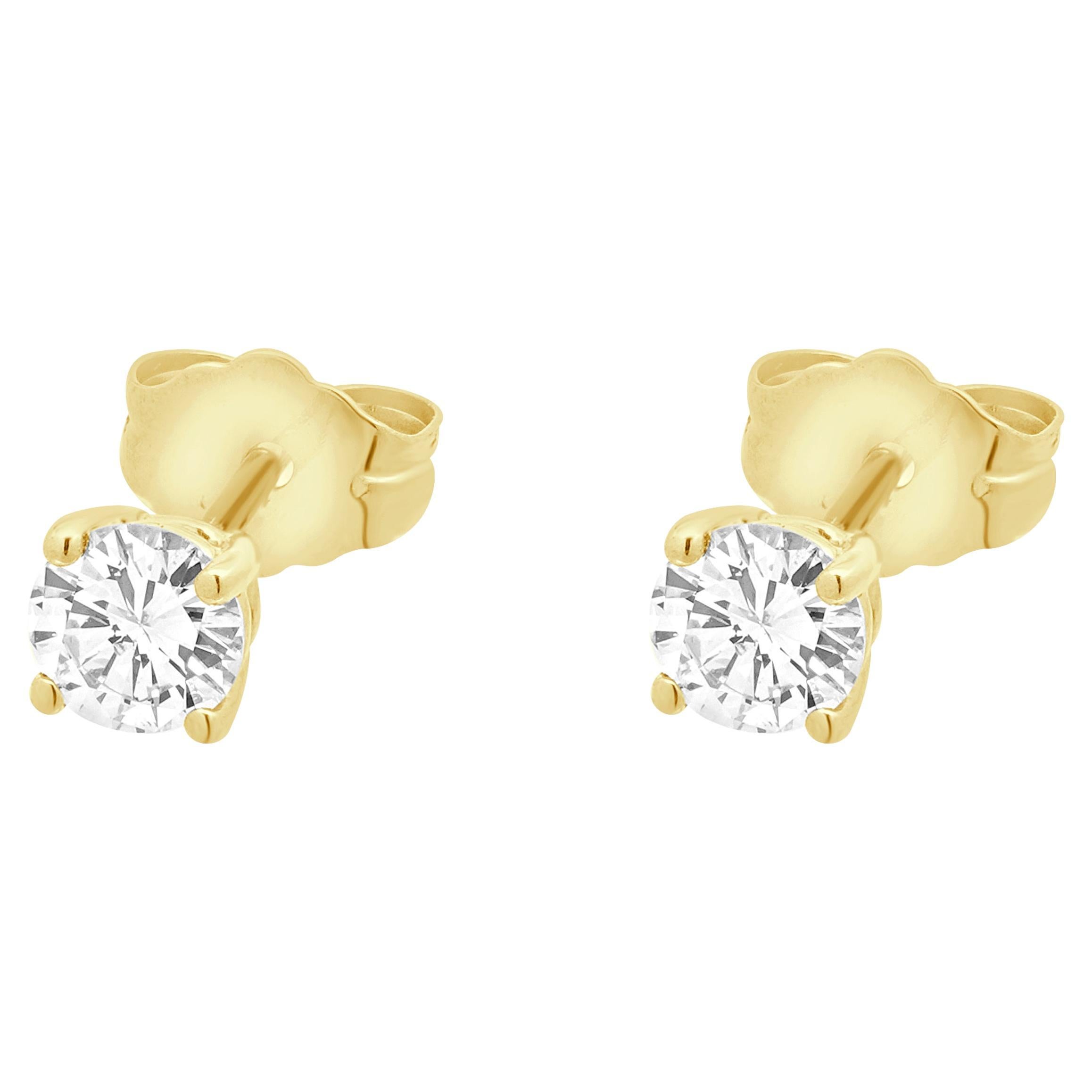 Boucles d'oreilles en or jaune 14 carats avec diamants en vente