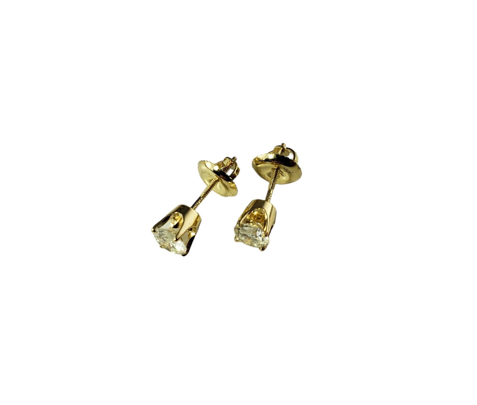 Round Cut 14 Karat Yellow Gold Diamond Stud Earrings #14029 For Sale
