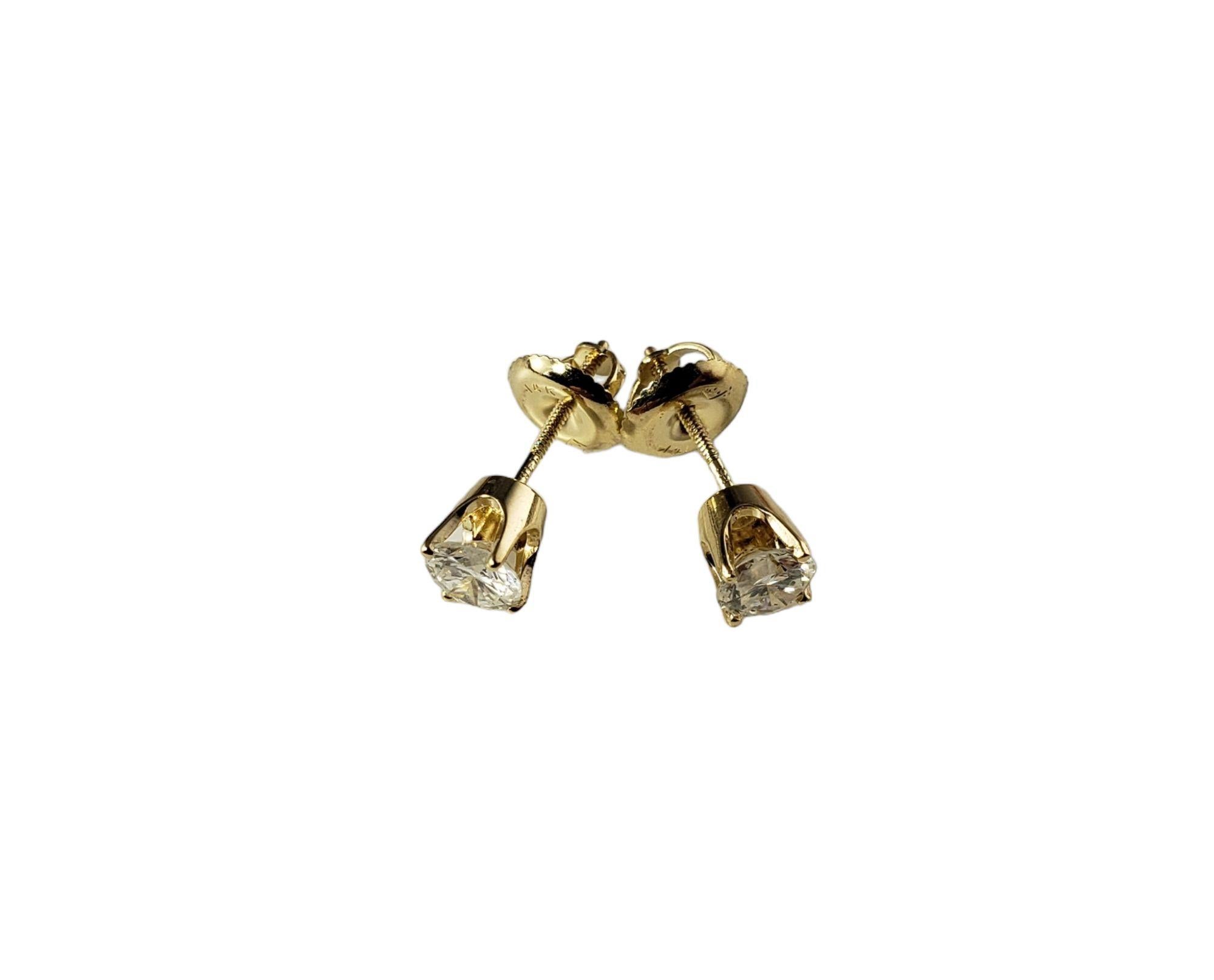 14 Karat Yellow Gold Diamond Stud Earrings #14029 In Good Condition For Sale In Washington Depot, CT
