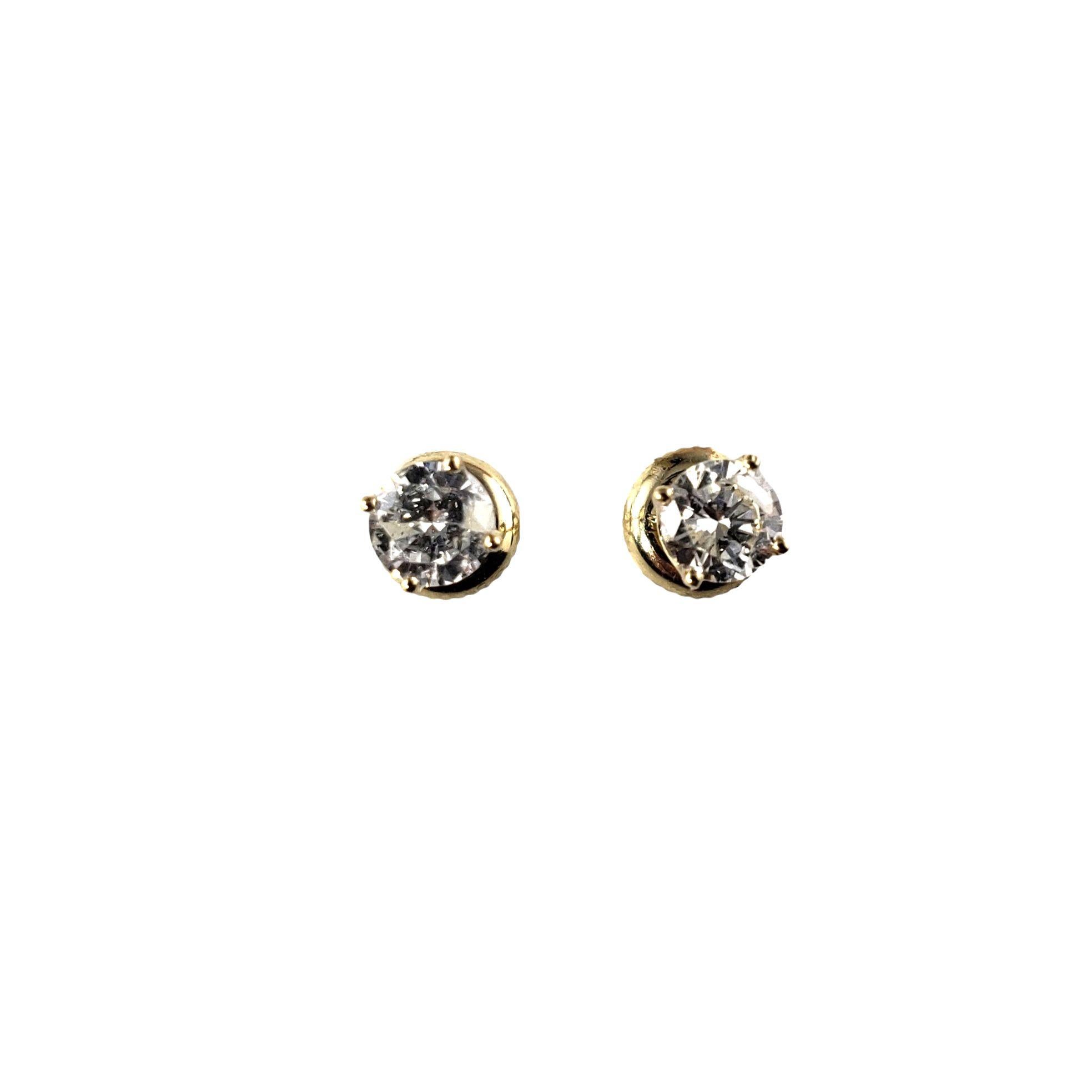 Women's 14 Karat Yellow Gold Diamond Stud Earrings #14029 For Sale