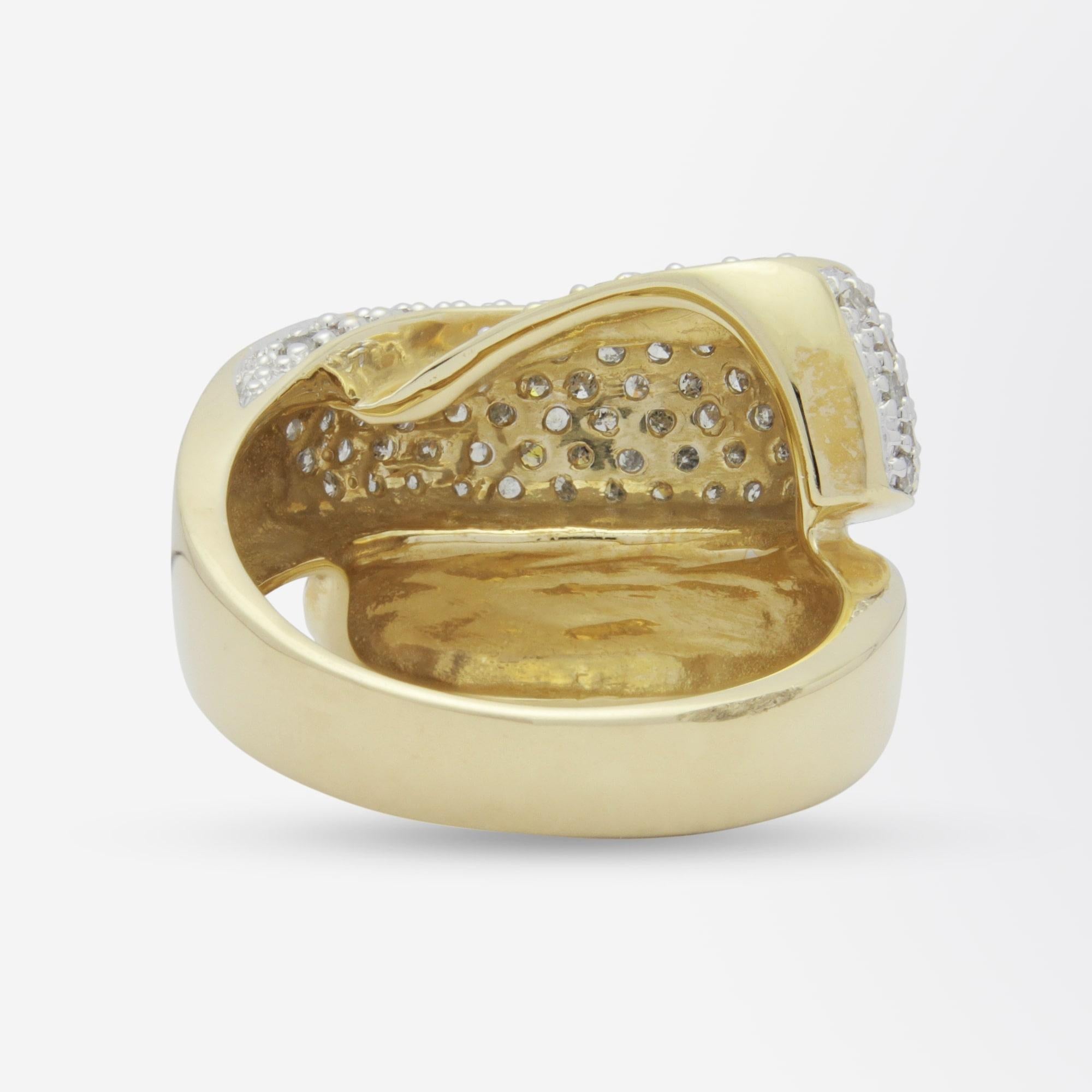 14 Karat Yellow Gold & Diamond Swirl Ring In Good Condition In Brisbane, QLD