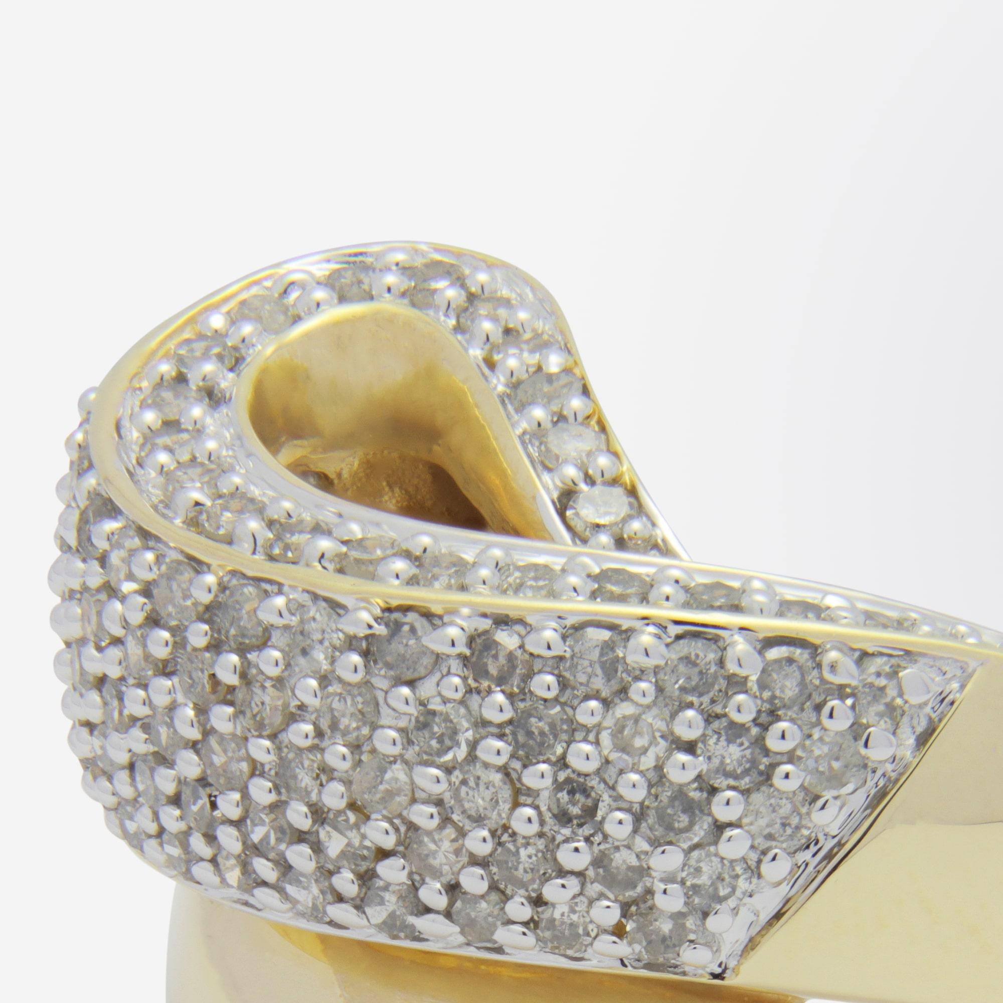 Women's or Men's 14 Karat Yellow Gold & Diamond Swirl Ring
