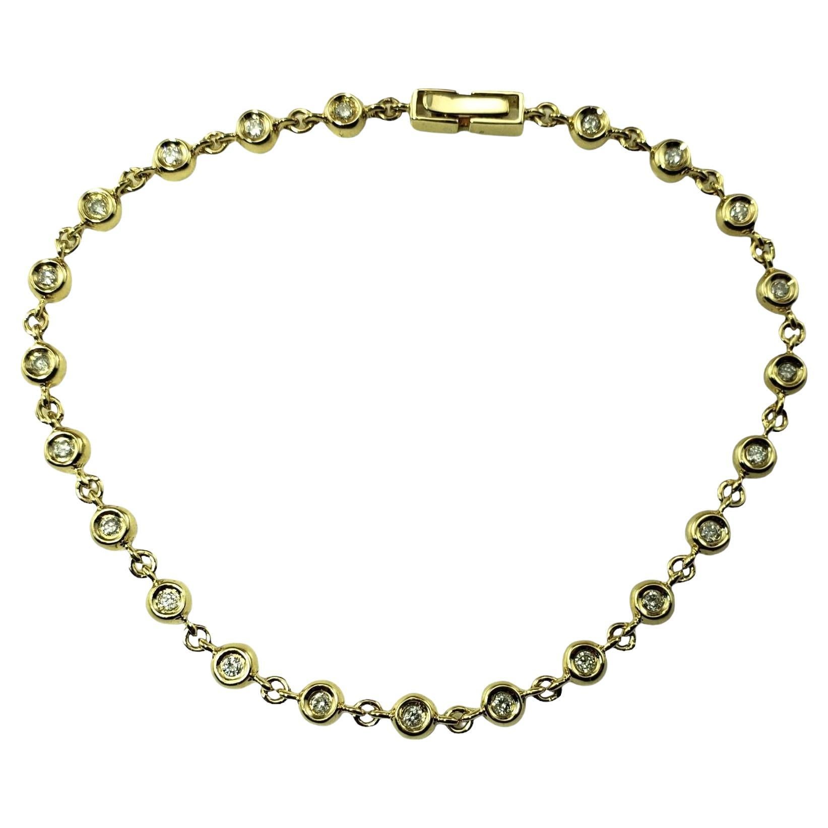 14 Karat Yellow Gold Diamond Tennis Bracelet #16402 For Sale