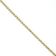 14 Karat Yellow Gold Diamond Tennis Bracelet 2.6 Carat