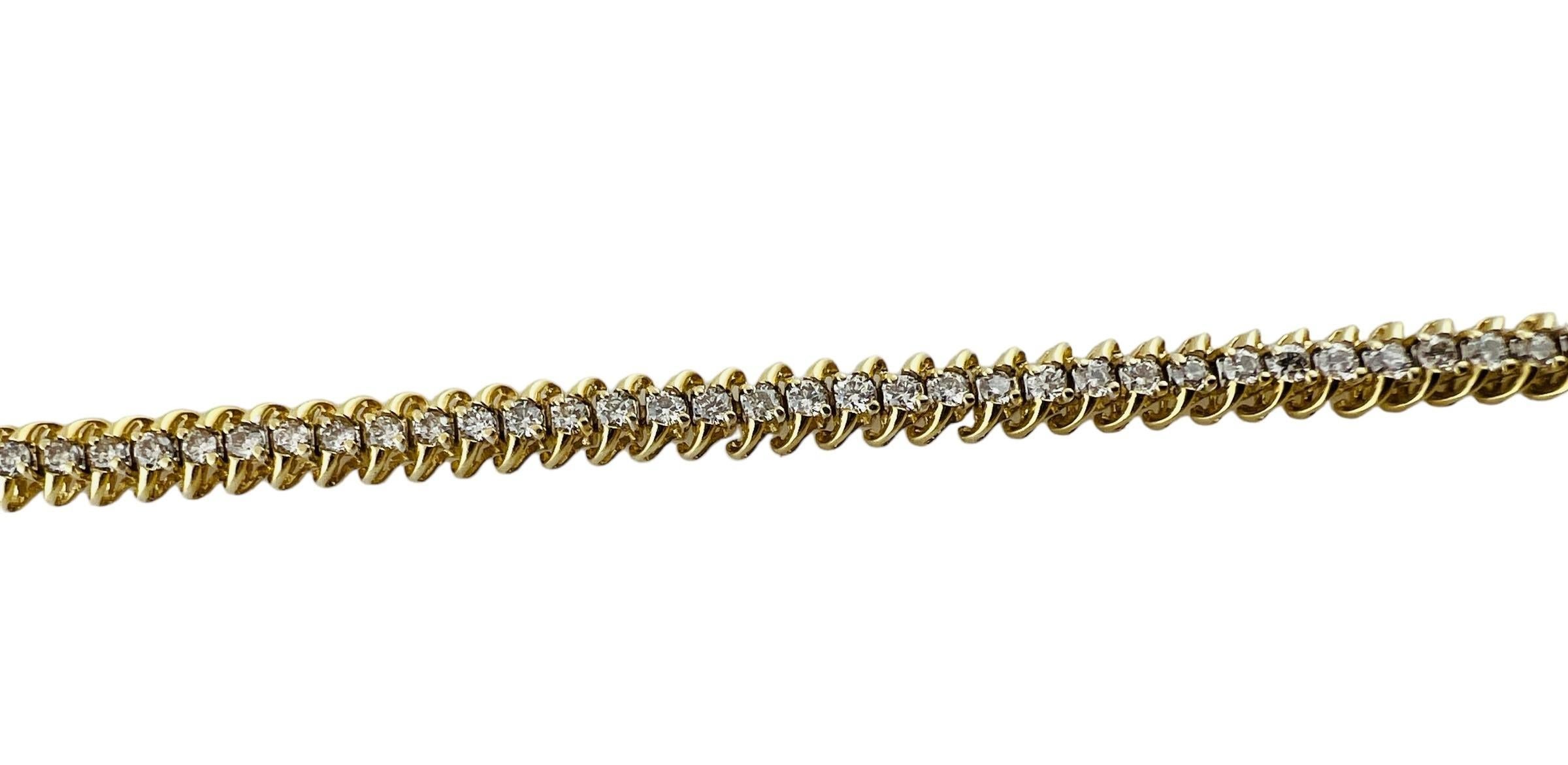 Brilliant Cut 14 Karat Yellow Gold Diamond Tennis Bracelet 3.25 TCW. #16635 For Sale