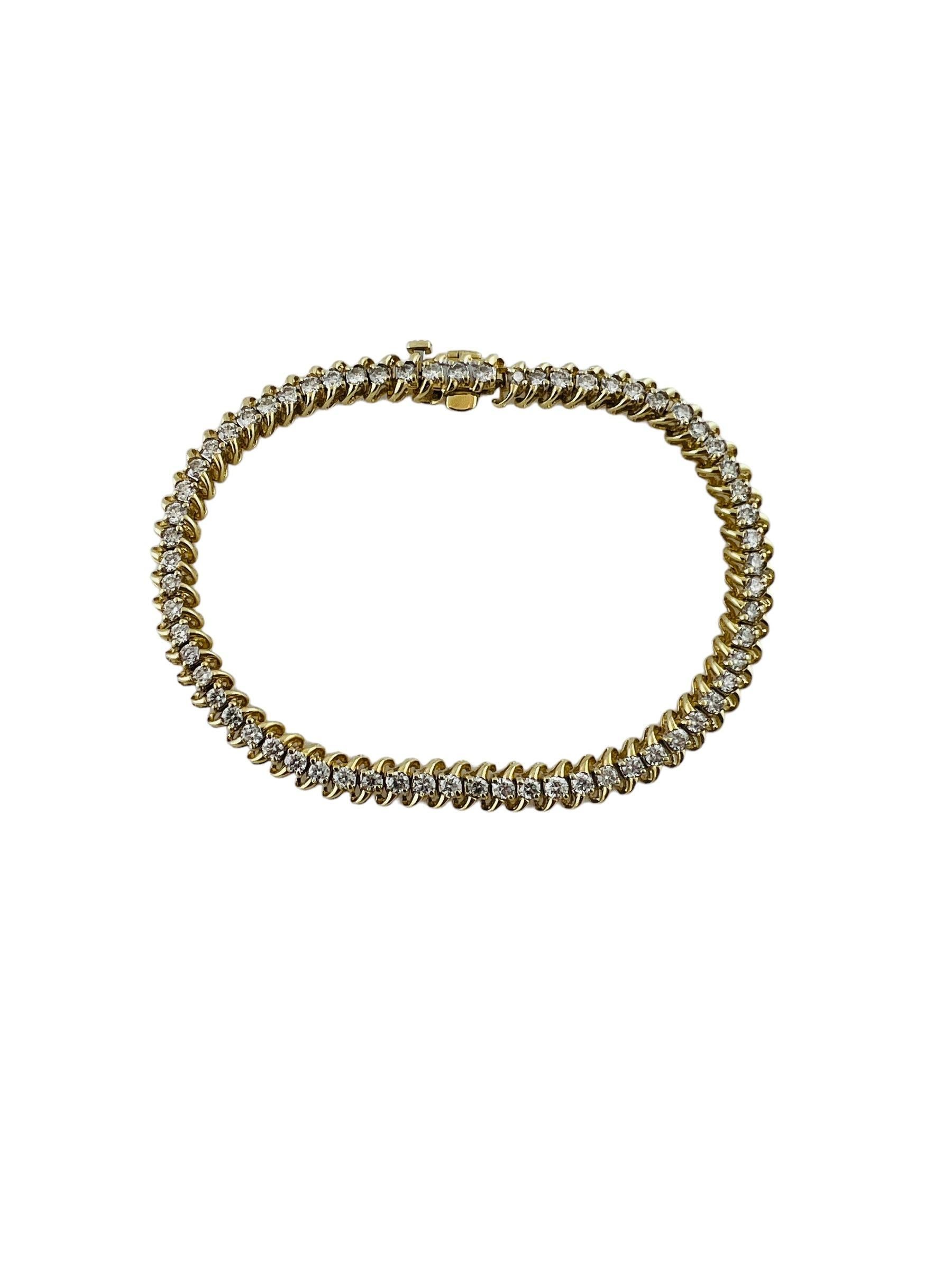 Women's 14 Karat Yellow Gold Diamond Tennis Bracelet 3.25 TCW. #16635 For Sale