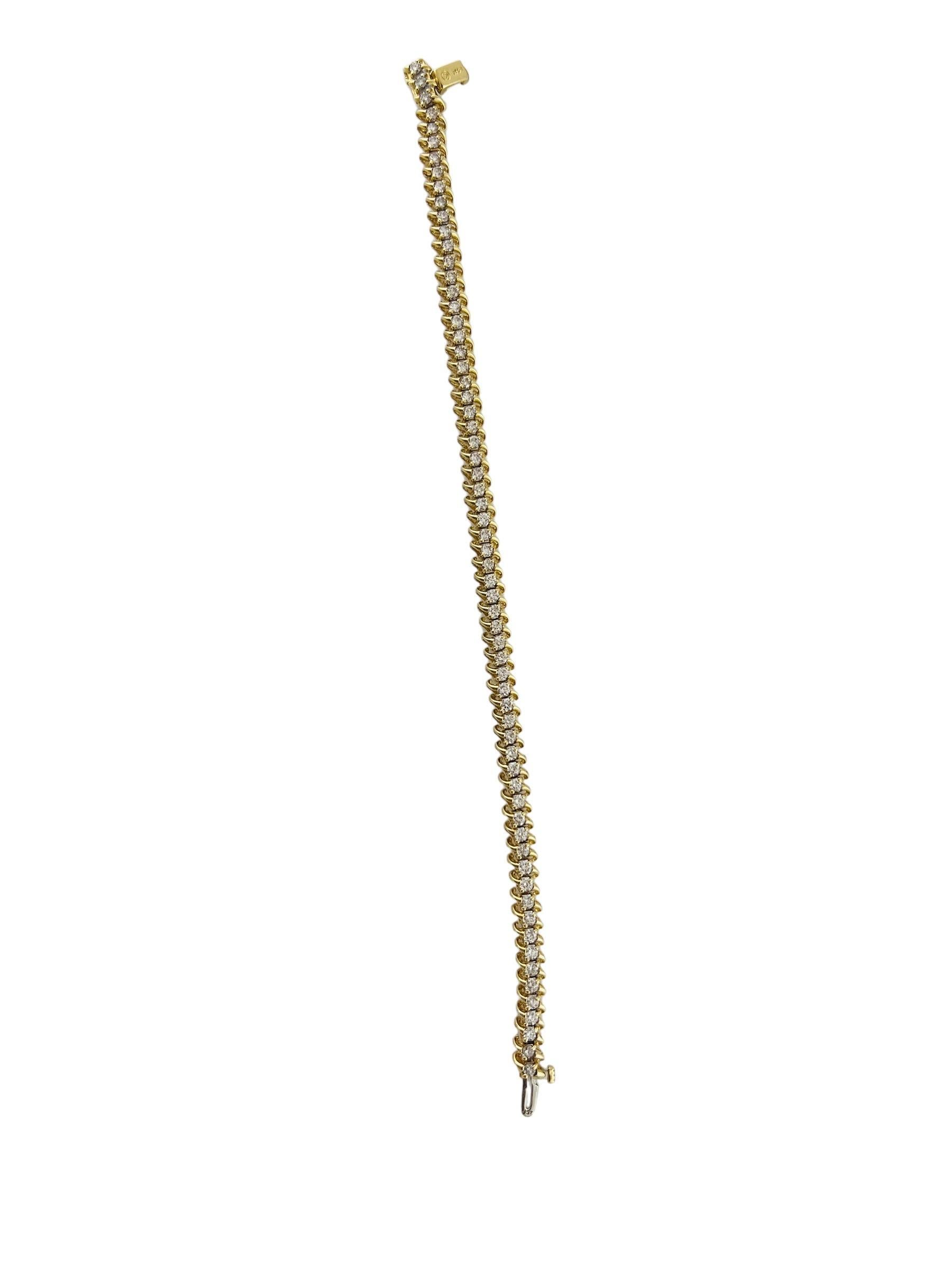 14 Karat Yellow Gold Diamond Tennis Bracelet 3.25 TCW. #16635 For Sale 1