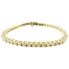 14 Karat Yellow Gold Diamond Tennis Bracelet 4.0 Carat