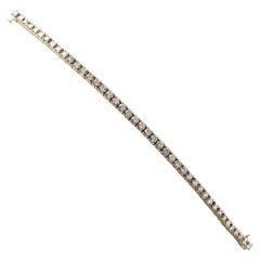 14 Karat Yellow Gold Diamond Tennis Bracelet 6.45 Cts
