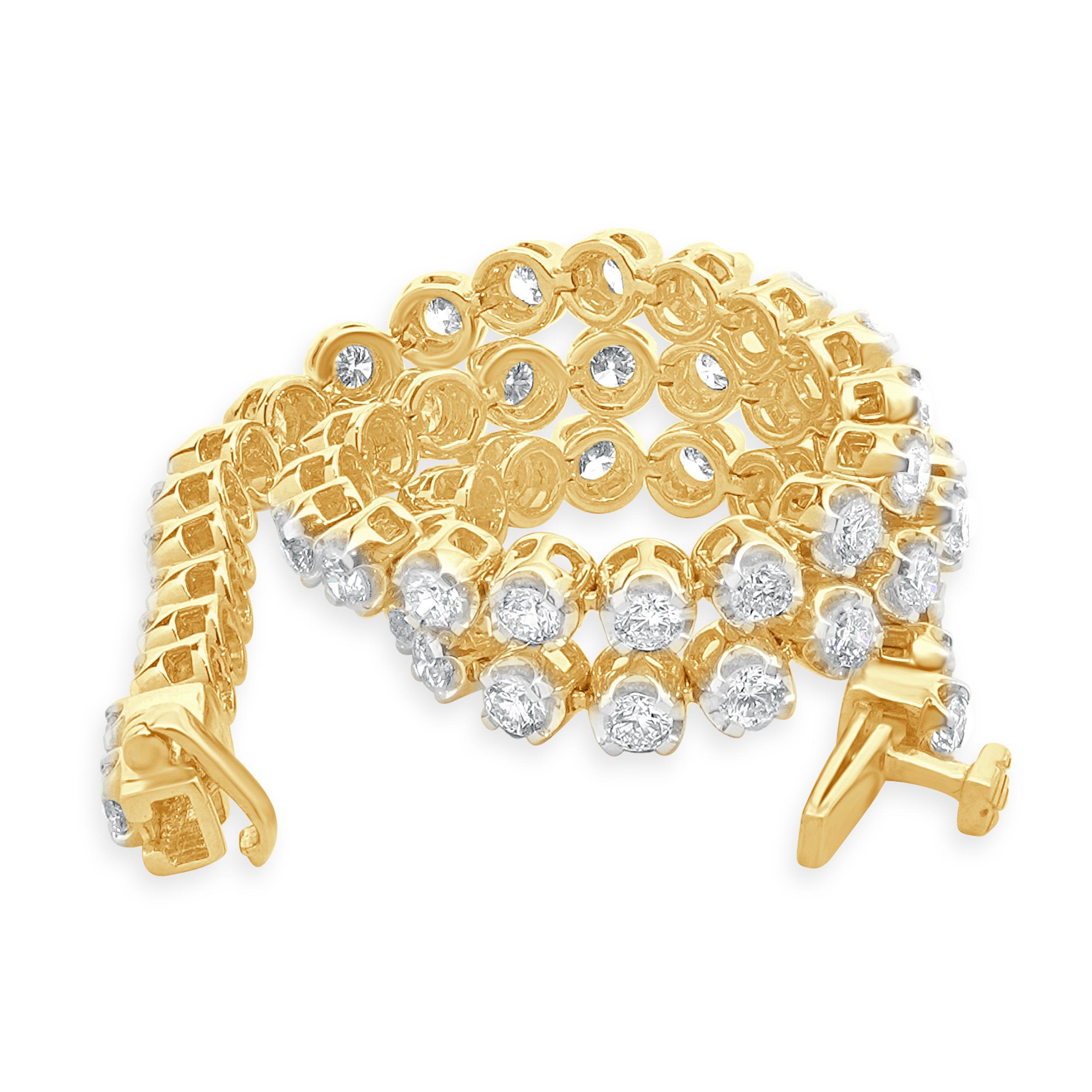 14 Karat Gelbgold Diamant-Tennisarmband im Zustand „Hervorragend“ im Angebot in Scottsdale, AZ