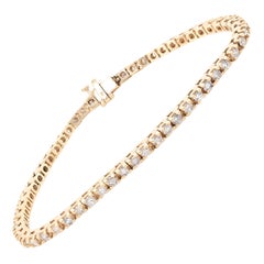 14 Karat Yellow Gold Diamond Tennis Bracelet