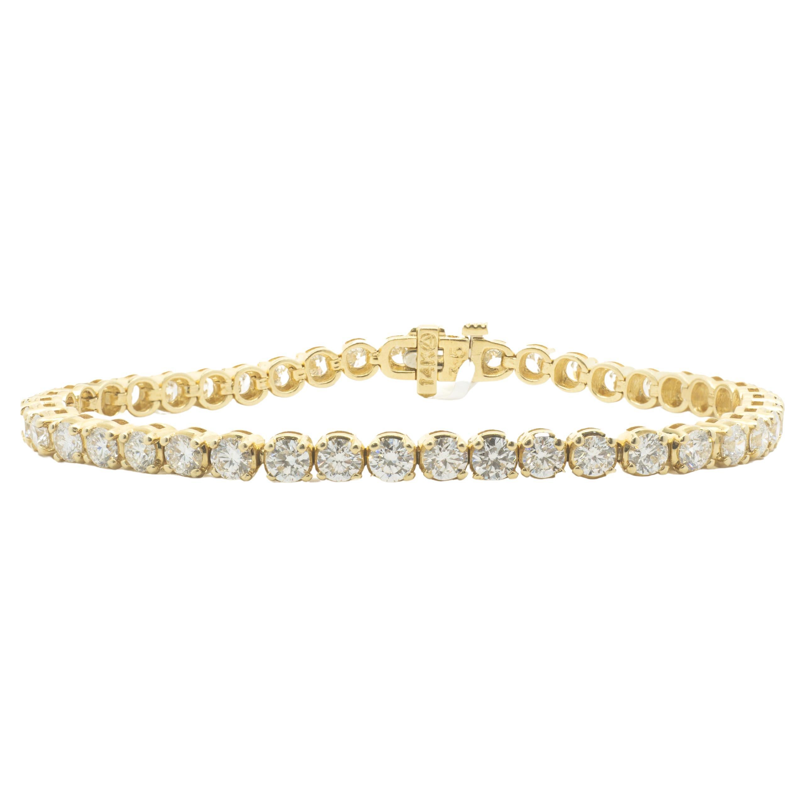 14 Karat Yellow Gold Diamond Tennis Bracelet