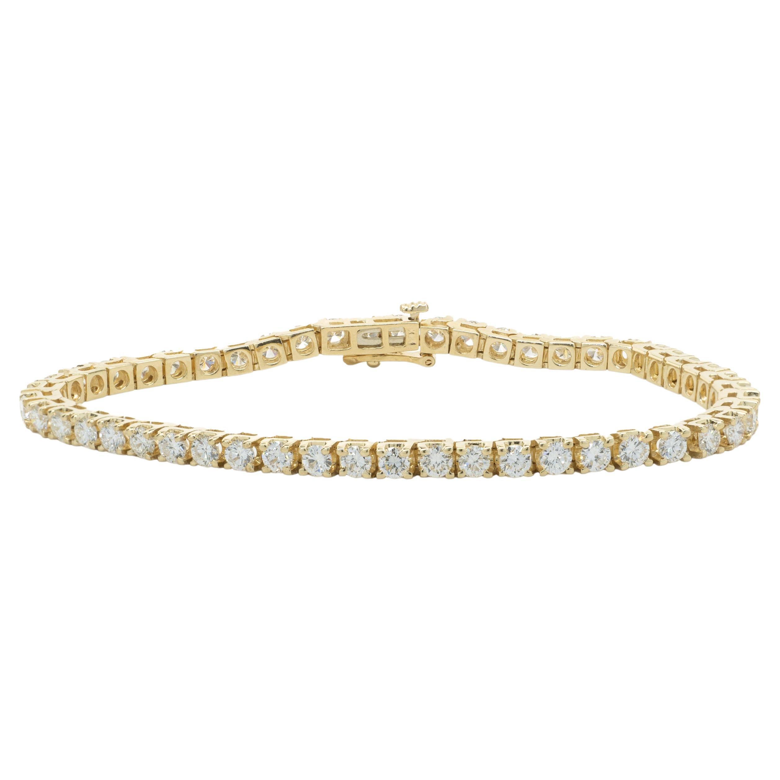 Bracelet tennis en or jaune 14 carats avec diamants