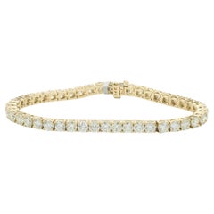 14 Karat Yellow Gold Diamond Tennis Bracelet