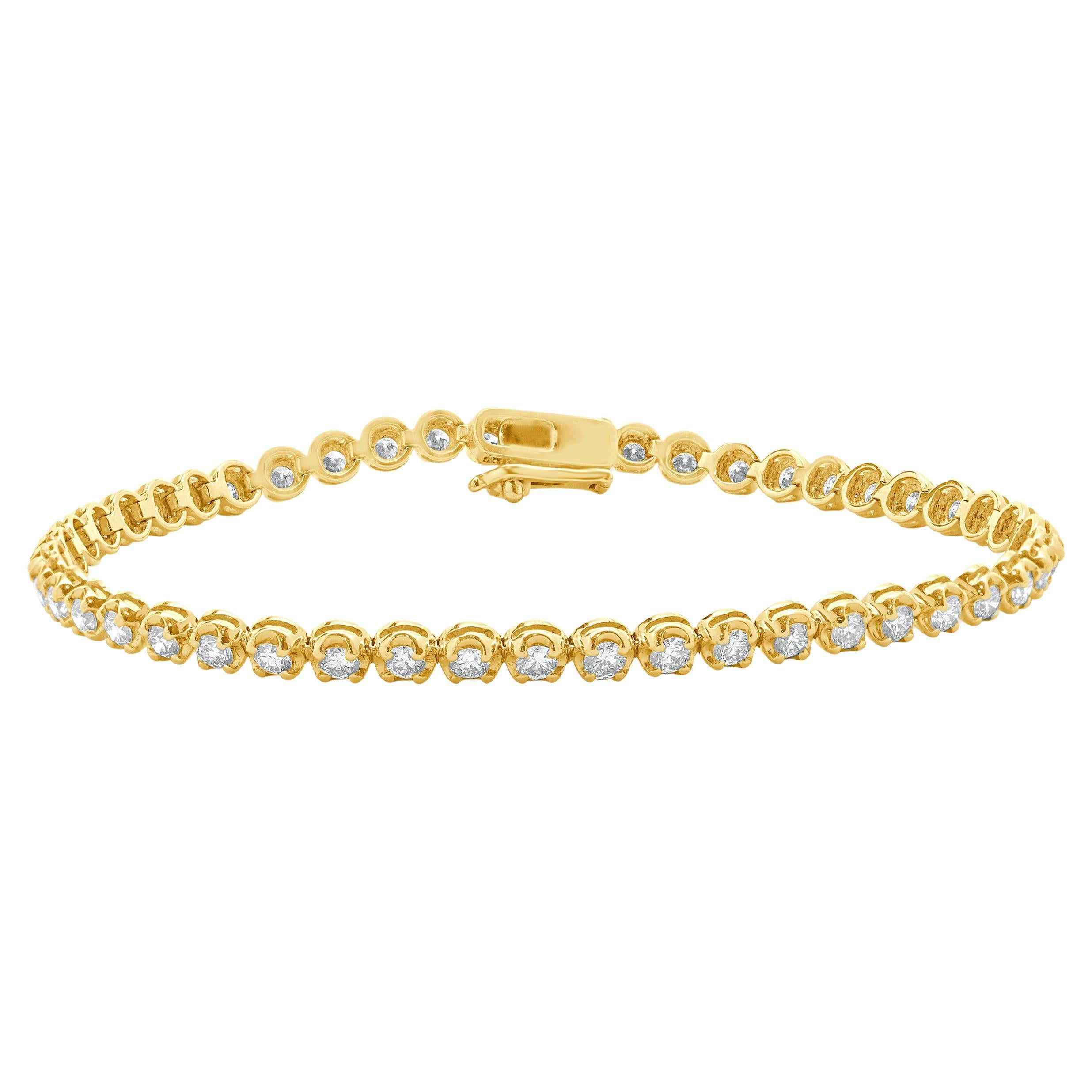 Bracciale tennis con diamanti in oro giallo 14 carati