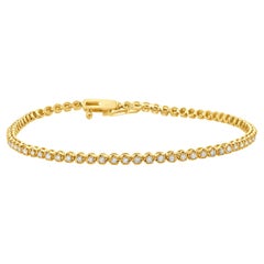 Bracelet tennis en or jaune 14 carats et diamants