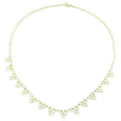 14 Karat Yellow Gold Diamond Tennis Necklace 12.5 Carat