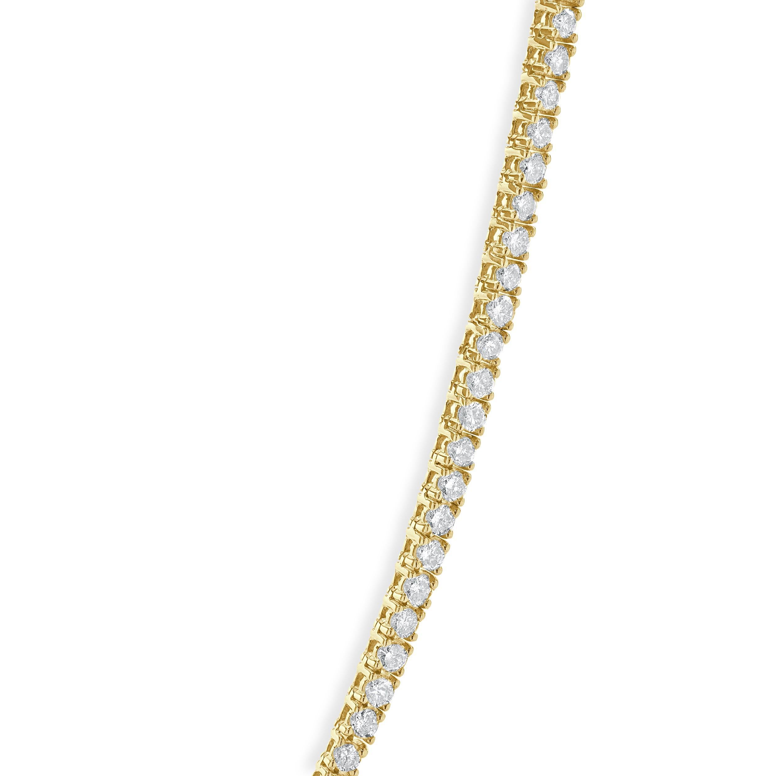 Designer: custom
Material: 14K yellow gold
Diamonds: 183 round brilliant cut = 5.16cttw
Color: H
Clarity: SI2-I1
Dimensions: necklace measures 17-inches in length
Weight: 15.10 grams
