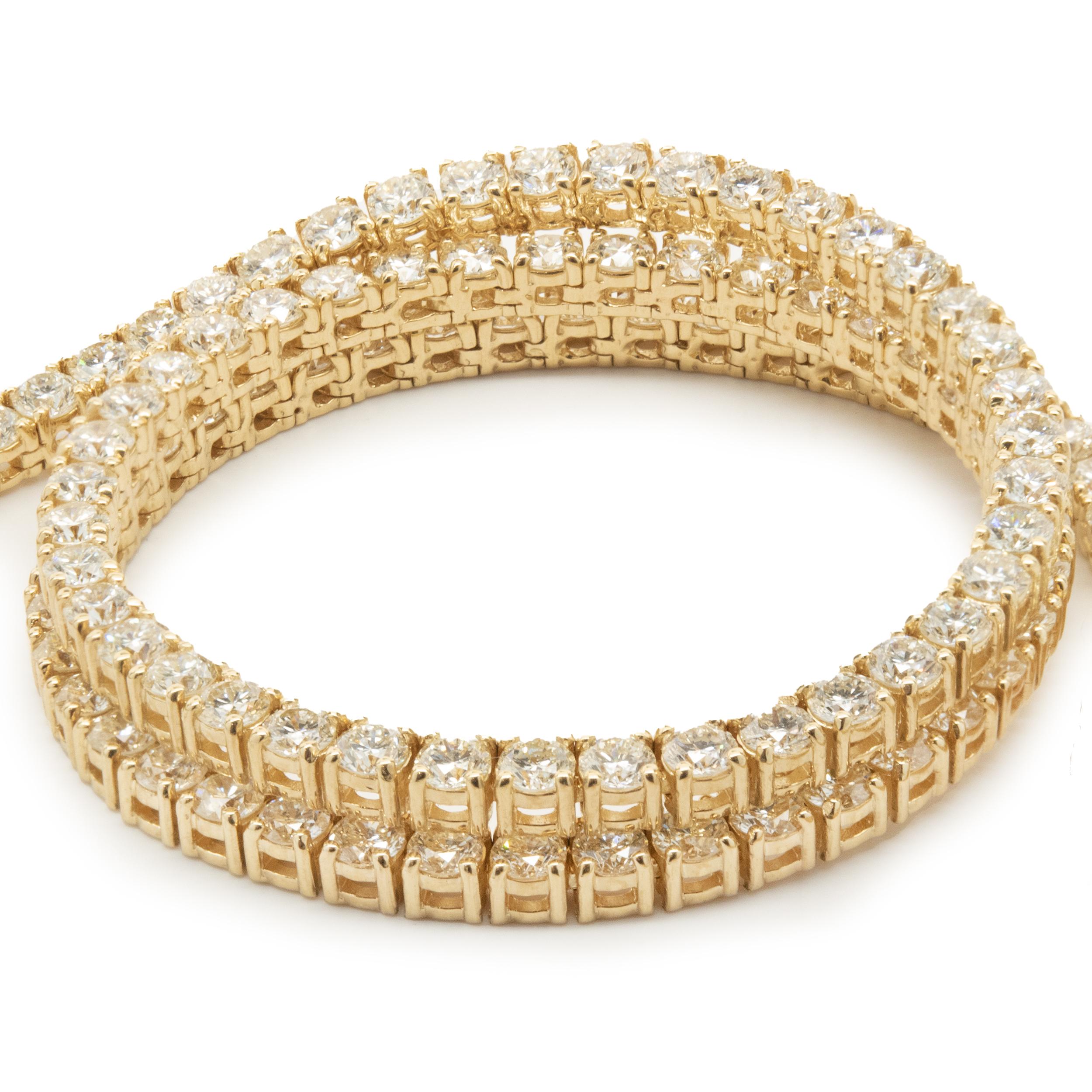 18 Karat Yellow Gold Diamond Tennis Necklace In Excellent Condition For Sale In Scottsdale, AZ