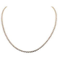 14 Karat Yellow Gold Diamond Tennis Necklace