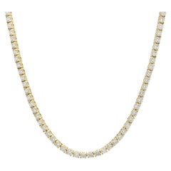 14 Karat Yellow Gold Diamond Tennis Necklace