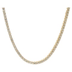 14 Karat Yellow Gold Diamond Tennis Necklace