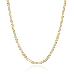 14 Karat Yellow Gold Diamond Tennis Necklace