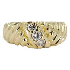 14 Karat Yellow Gold Diamond Three Stone Fashion Ring