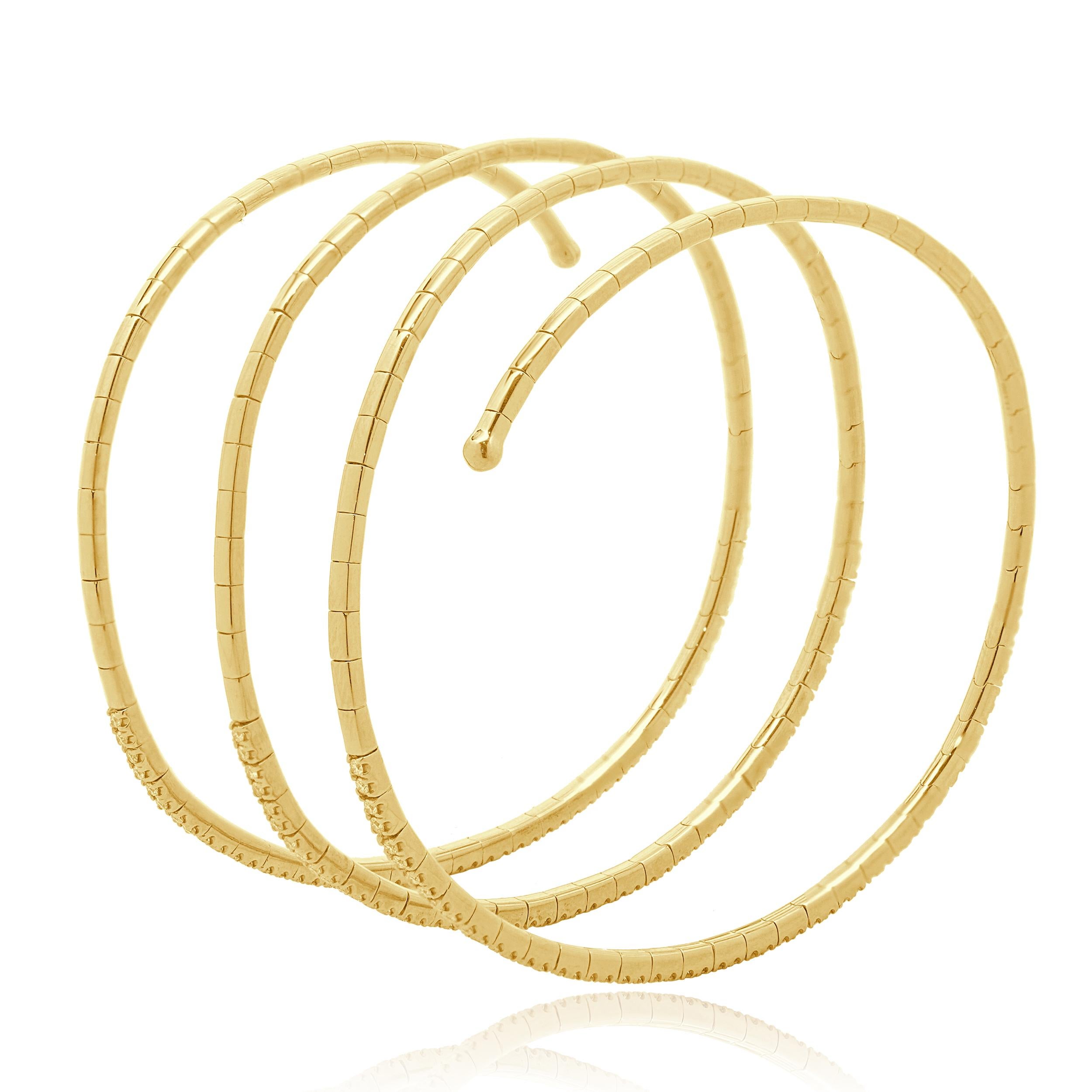 Bracelet triple en or jaune 14 carats avec diamants Excellent état - En vente à Scottsdale, AZ