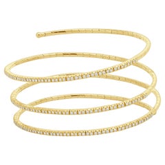 14 Karat Yellow Gold Diamond Triple Wrap Bracelet