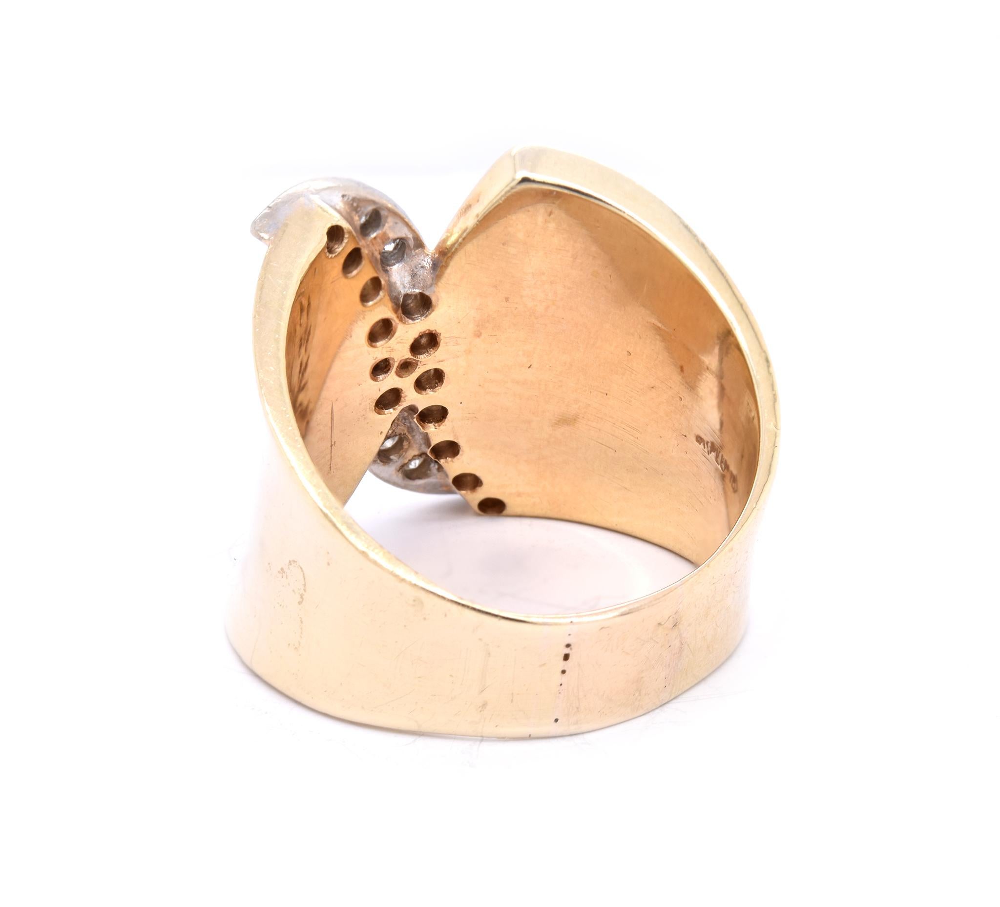 14 Karat Yellow Gold Diamond Waterfall Cocktail Ring In Excellent Condition In Scottsdale, AZ