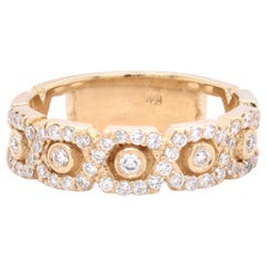 14 Karat Gelbgold Diamant-Gewebe-Ring mit Diamanten