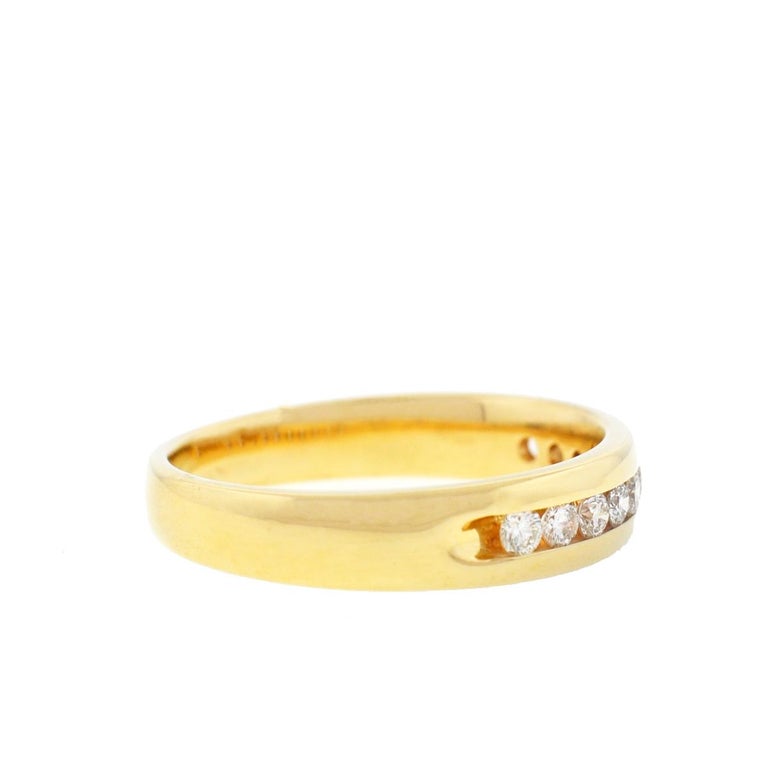 14 Karat Yellow Gold Diamond Wedding Band .25 Carat For Sale at 1stDibs