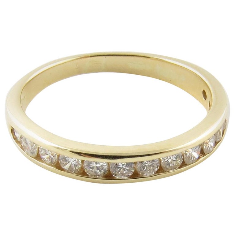 14 Karat Yellow Gold Diamond Wedding Band For Sale at 1stdibs