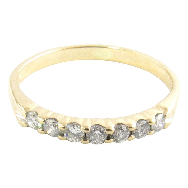 14 Karat Yellow Gold Diamond Wedding Band at 1stDibs