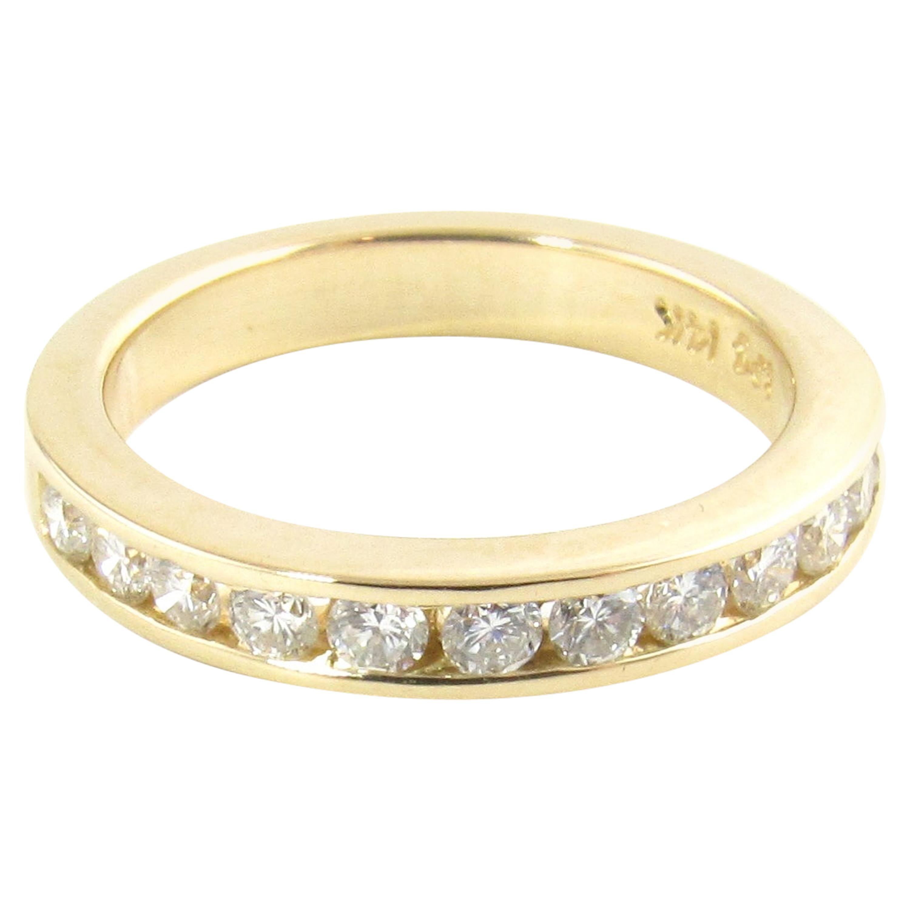 14 Karat Yellow Gold Diamond Wedding Band For Sale at 1stDibs