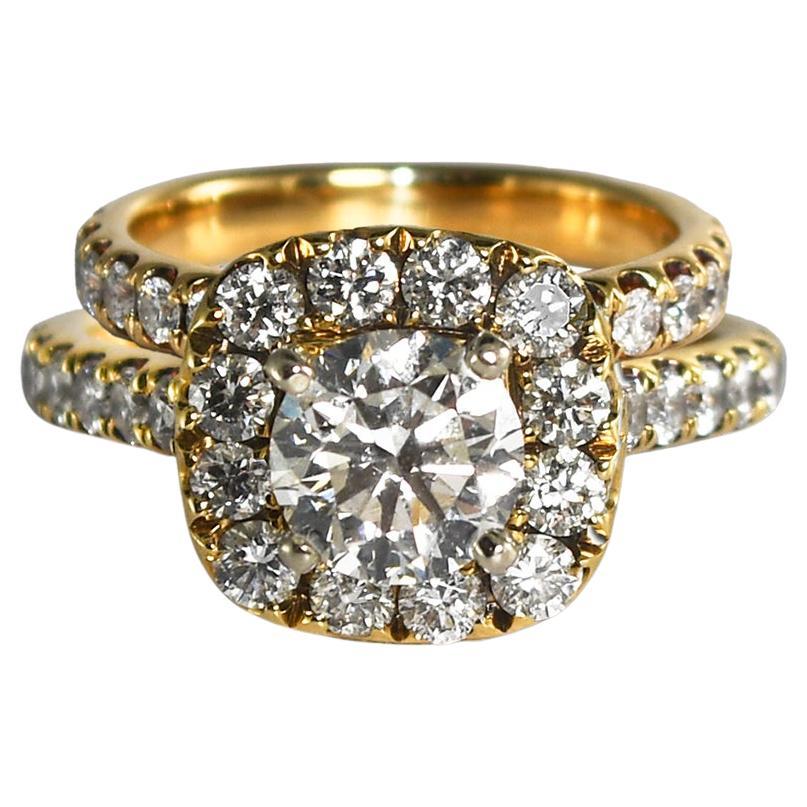 Ensemble de diamants en or jaune 14 carats d'un poids total de 1,50 carat