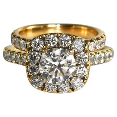 Alianza de boda de diamantes en oro amarillo de 14 quilates 1,50 quilates de peso total de diamantes
