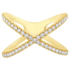 14 Karat Yellow Gold Diamond X Band