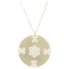 14 Karat Yellow Gold Diamond X&O Disc Necklace