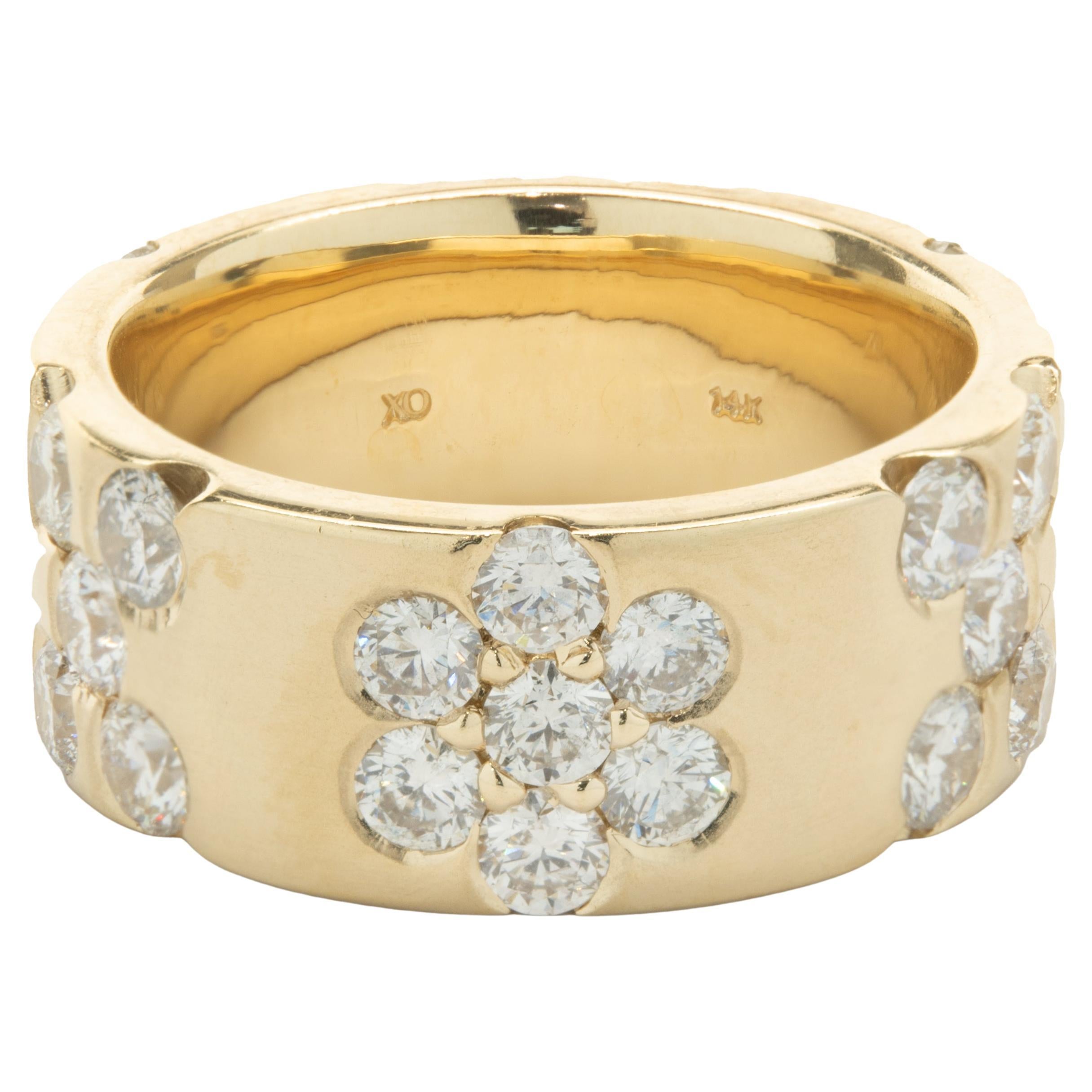 14 Karat Yellow Gold Diamond X&O Wide Band