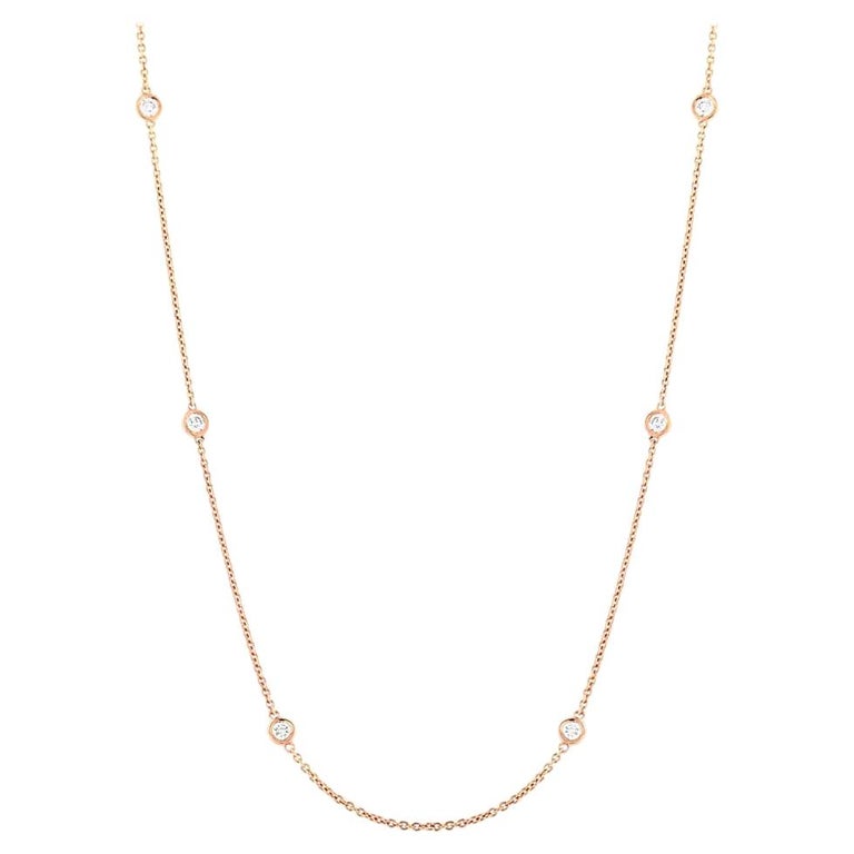 14 Karat Yellow Gold Diamonds 0.77 Carat by The Yard Necklace For Sale ...