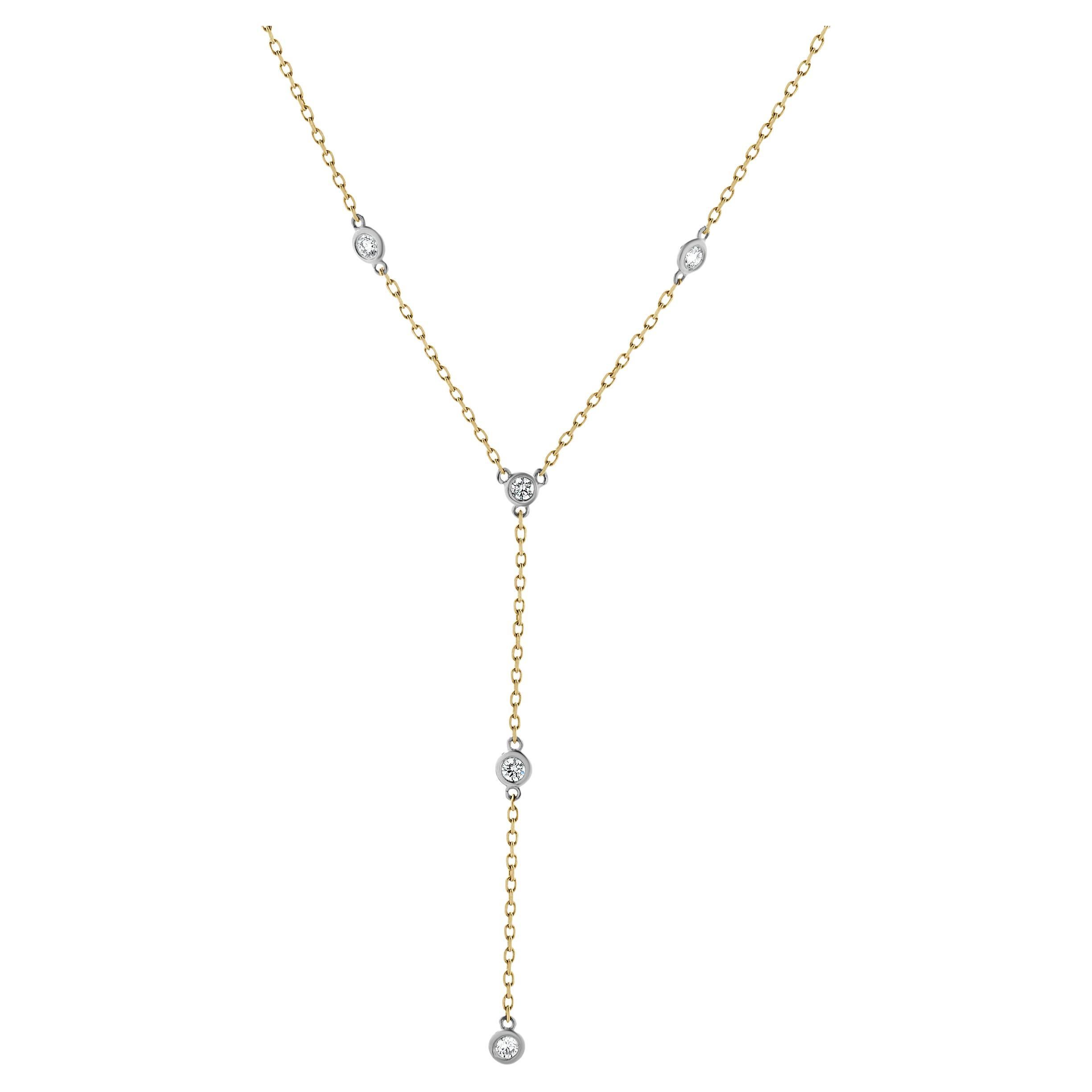 Collier Lariat en or jaune 14 carats Diamants By The Yard