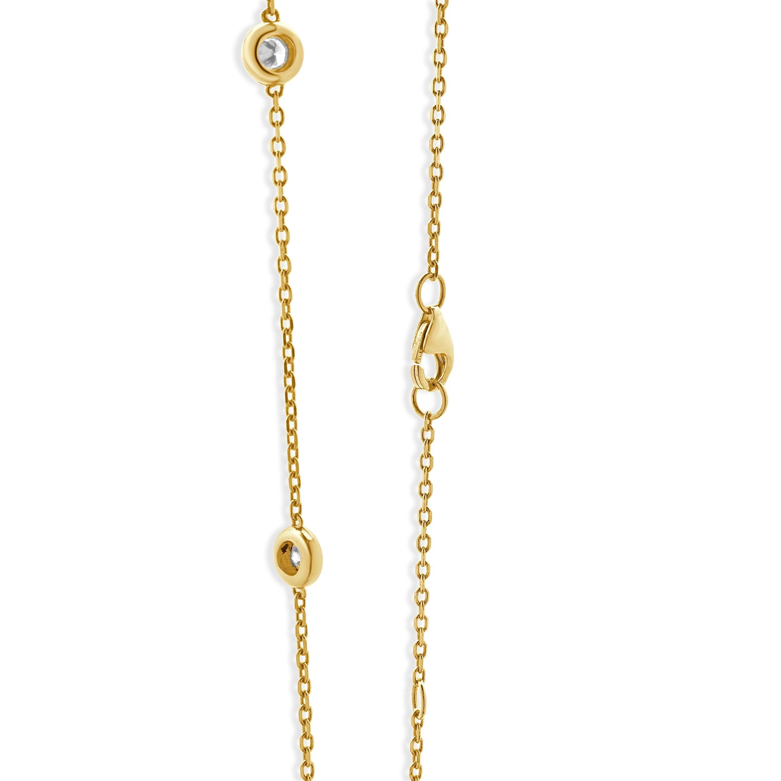 Collar de oro amarillo de 14 quilates Diamantes por metros Corte redondo en venta