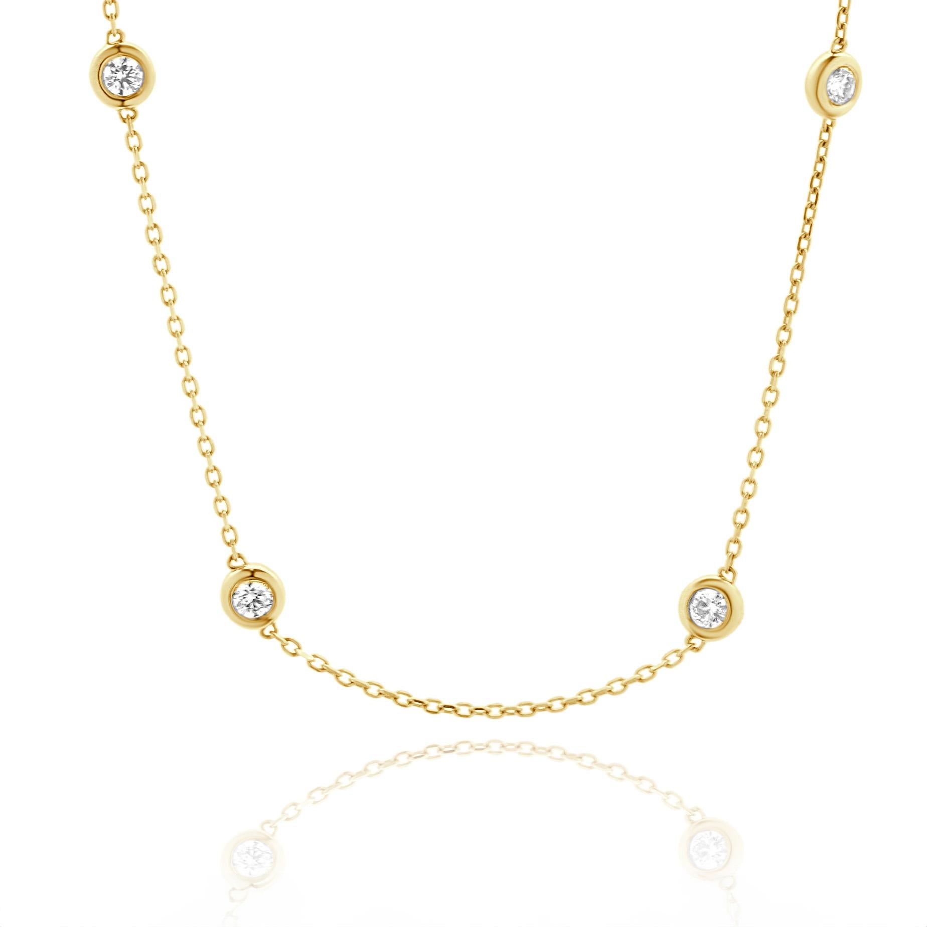 Collar de oro amarillo de 14 quilates Diamantes por metros en Excelente estado para la venta en Scottsdale, AZ