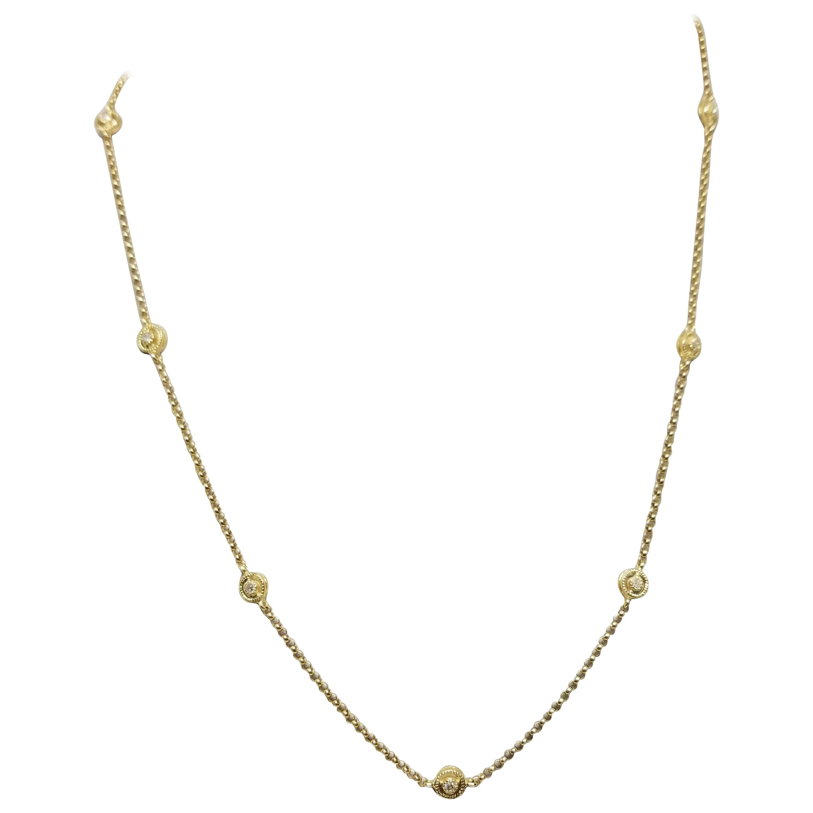 Collar "Diamantes por metros" de oro amarillo de 14 quilates